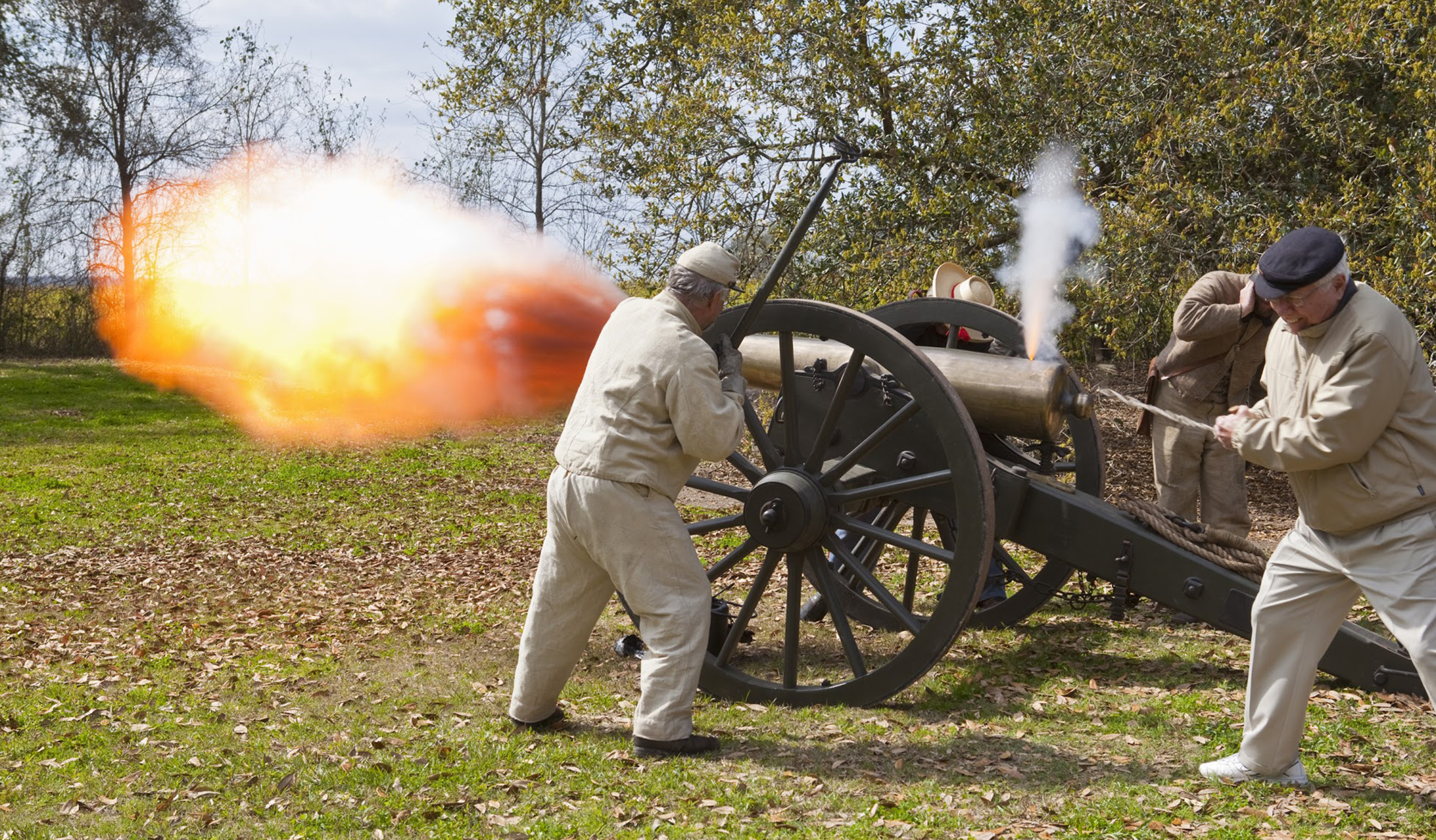 Cannon Being fired in the field at Ed White Historic Site