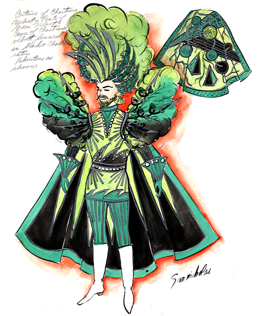 San Nicholas costume design for Captain of Krewe of Mokana, 1964 (Louisiana State Museums 2005.016.31)