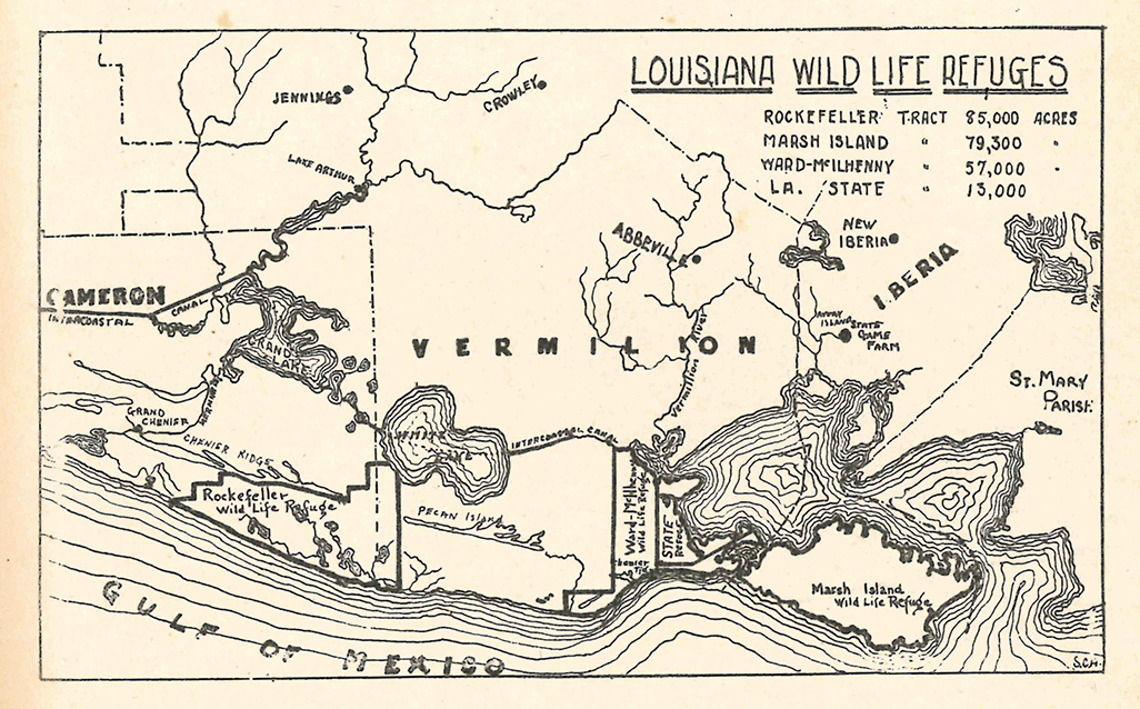 Louisiana State Wild Life Refuges. From Report of Conservation Commission of Louisiana, 1916.