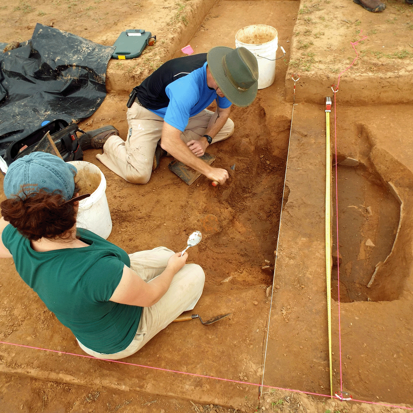Excavations of Cane River: Archaeologists excavating a cistern at the historic Metoyer-Coincoin homesite as part of a 20-year project documenting the early years of settlement in the Cane River region. These excavations have provided valuable insights into the daily lives and infrastructure of the area's early inhabitants, including the influential Metoyer and Coincoin families.