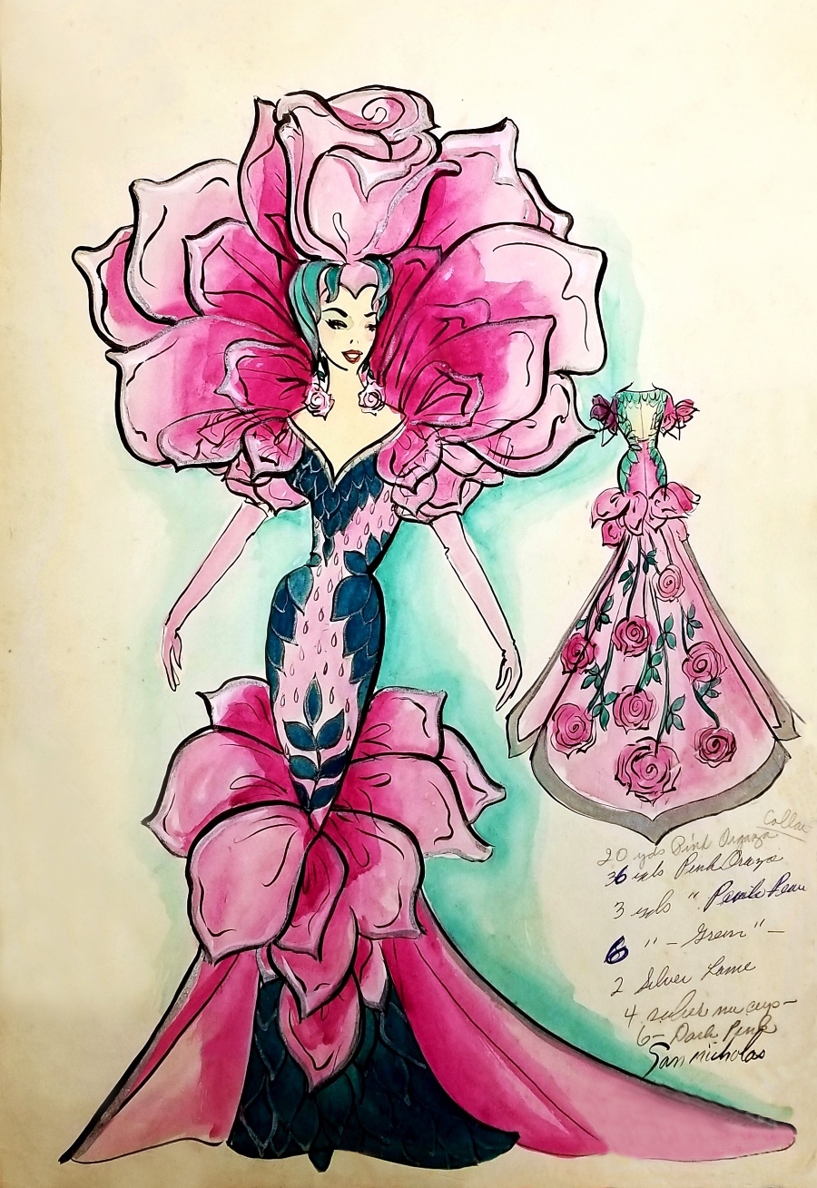 Costume design for the Captain of the Krewe of Noblads, 1967, depicting “Tournament of Roses,” designed by San Nicholas
