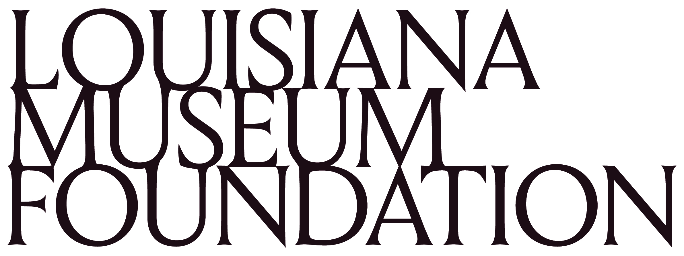 Louisiana Museum Foundation wordmark in a stylized, serif typeface, with the words arranged in three stacked lines.