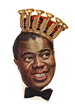 Louis Armstrong wearing a gold crown