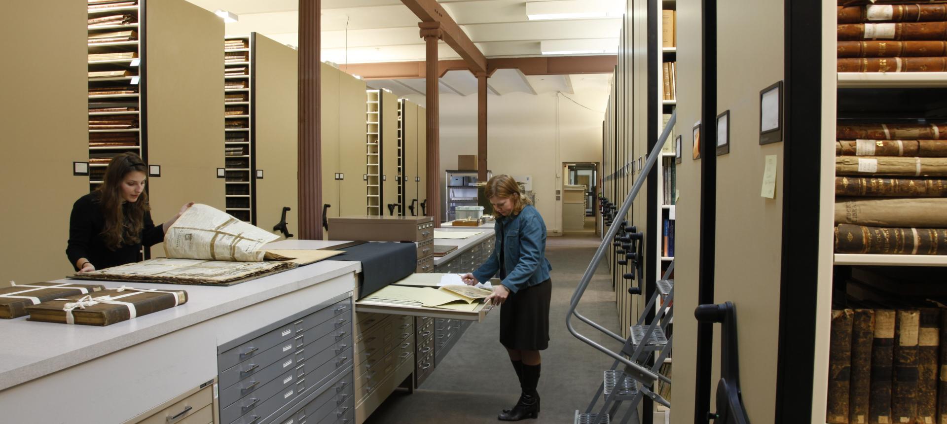 Louisiana Historical Center workers logging documents