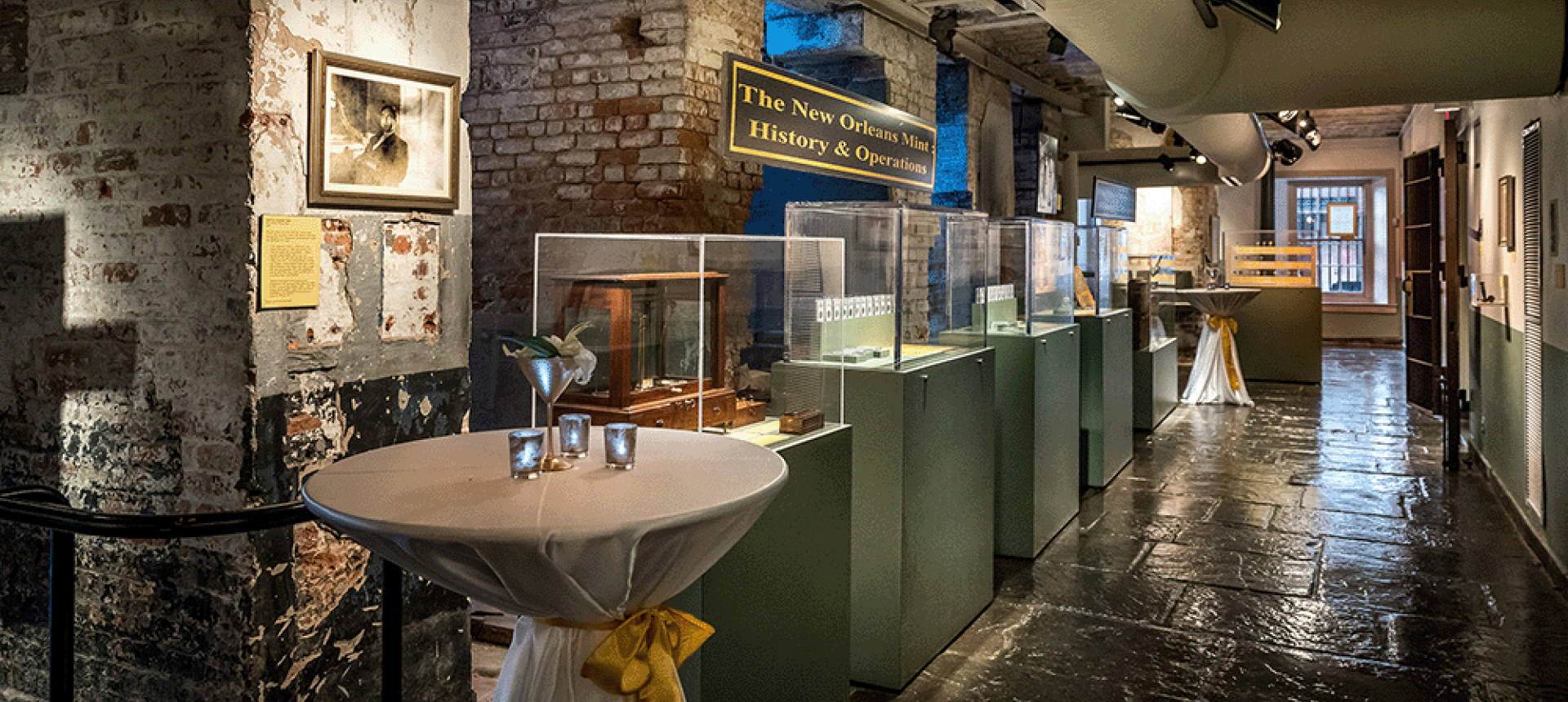 Venue rental set up in part of the New Orleans Jazz Museum at the Old U.S. Mint